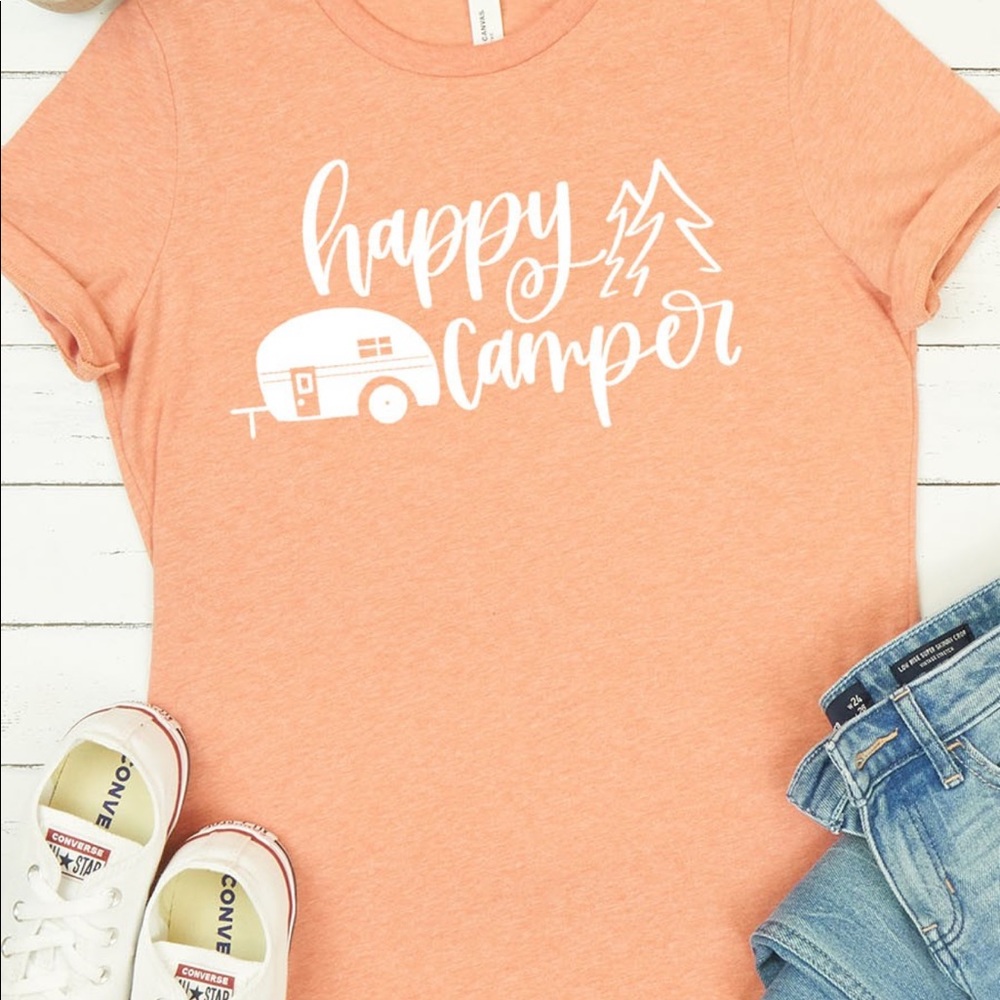 Happy Camper Shirt | Crew Neck | Gift For Nature Lover | Teal NWT - Picture 4 of 7